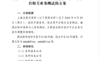 周日，上交所全网测试！划重点：集中申报大量订单时，验证竞价处理平稳运行