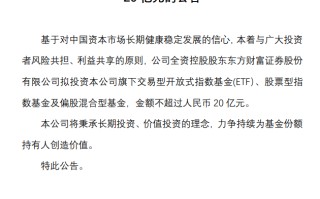 最多20亿元！东方财富出手，拟“自购”旗下这三类基金