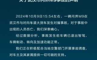 赛力斯回应武汉问界M9事故：事故发生前车辆已退出智驾，车辆制动、转向及加速功能正常