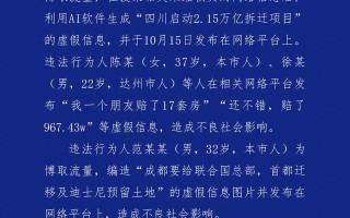 警方通报：造谣“成都大规模拆迁，有人一夜暴富” 4人被行政处罚