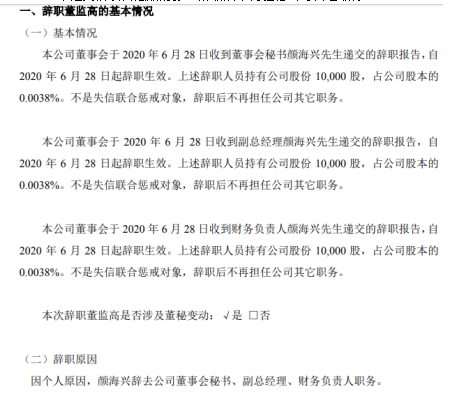 威尔泰:关于副总经理、董事会秘书辞职的公告-第2张图片-领航者区块链资讯站