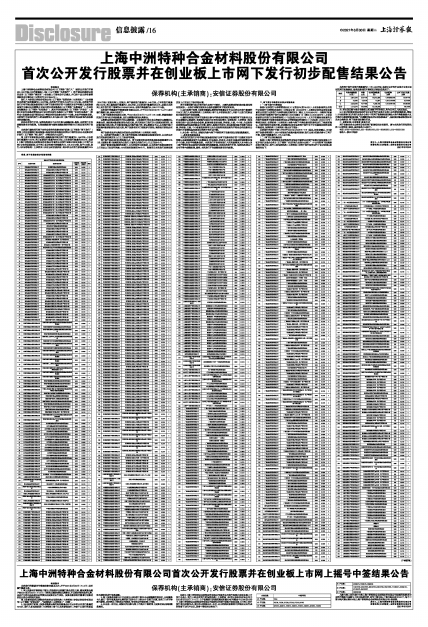 上大股份:首次公开发行股票并在创业板上市网上摇号中签结果公告-第2张图片-领航者区块链资讯站