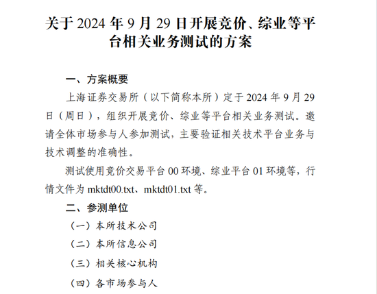 周日，上交所全网测试！划重点：集中申报大量订单时，验证竞价处理平稳运行-第1张图片-领航者区块链资讯站