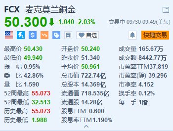 麦克莫兰铜金跌超2% 集团无意效仿其他同业通过收购扩充产能-第2张图片-领航者区块链资讯站