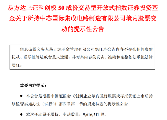 科创50ETF举牌中芯国际 是何原因？背后是资金快速涌入ETF-第1张图片-领航者区块链资讯站